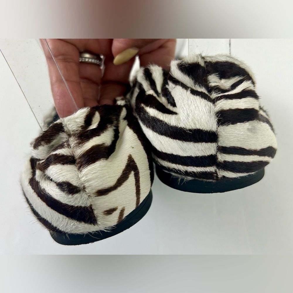 Tory Burch Zebra Print Ballet Flats with Silver Logo - Picture 5 of 11